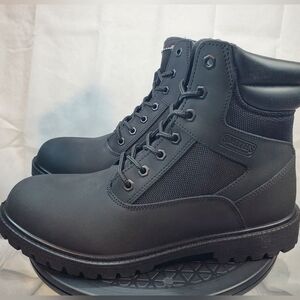 NWT SMITH'S Men Durable Water Resistant Black Leather Work Hiking Boot Size 10.5
